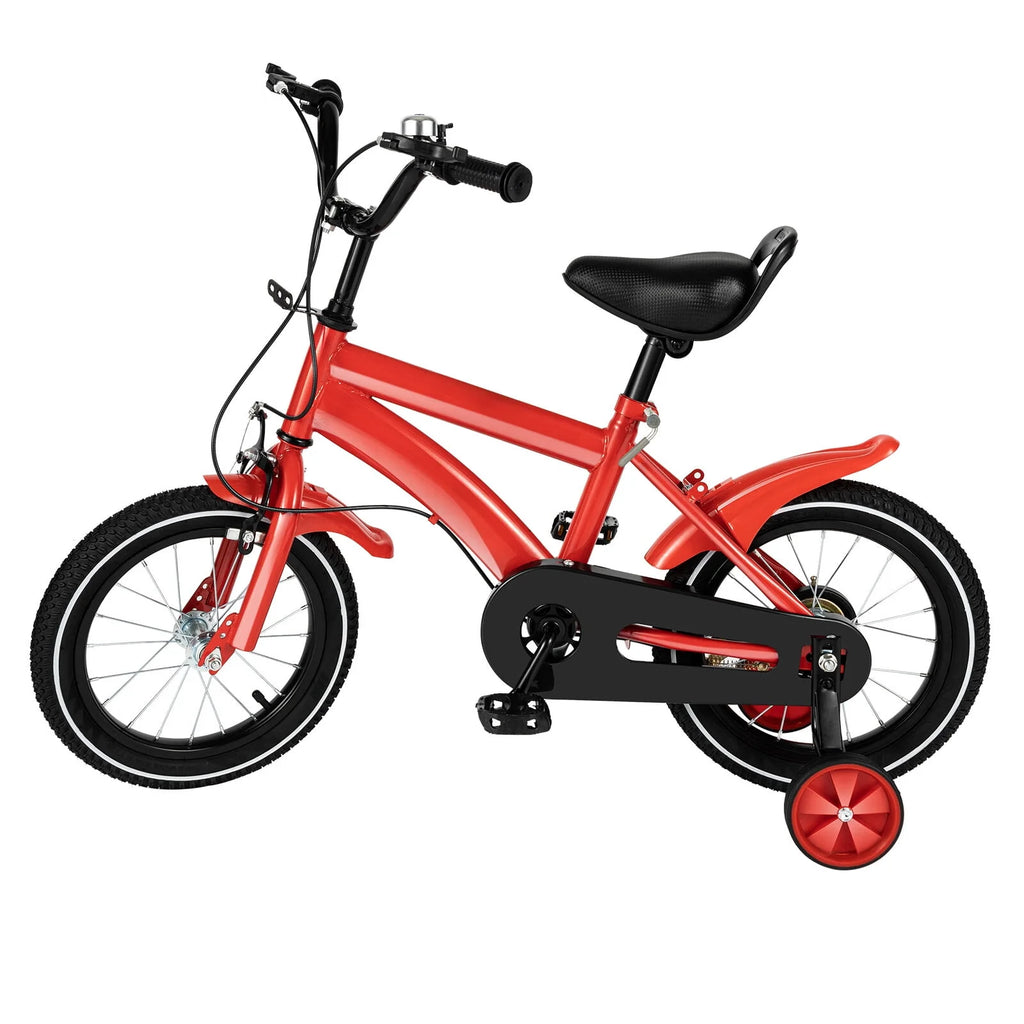 14 Inch Kids Bike with Training Wheels and Mudguards, Red D730383