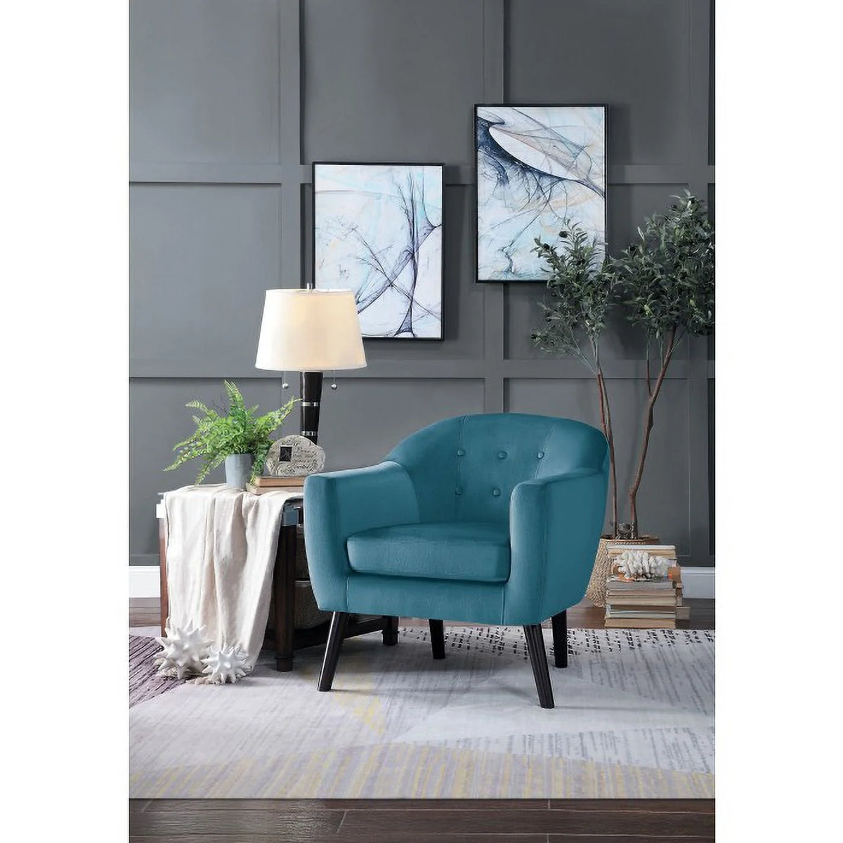 Blue Velvet Upholstered Accent Chair U101