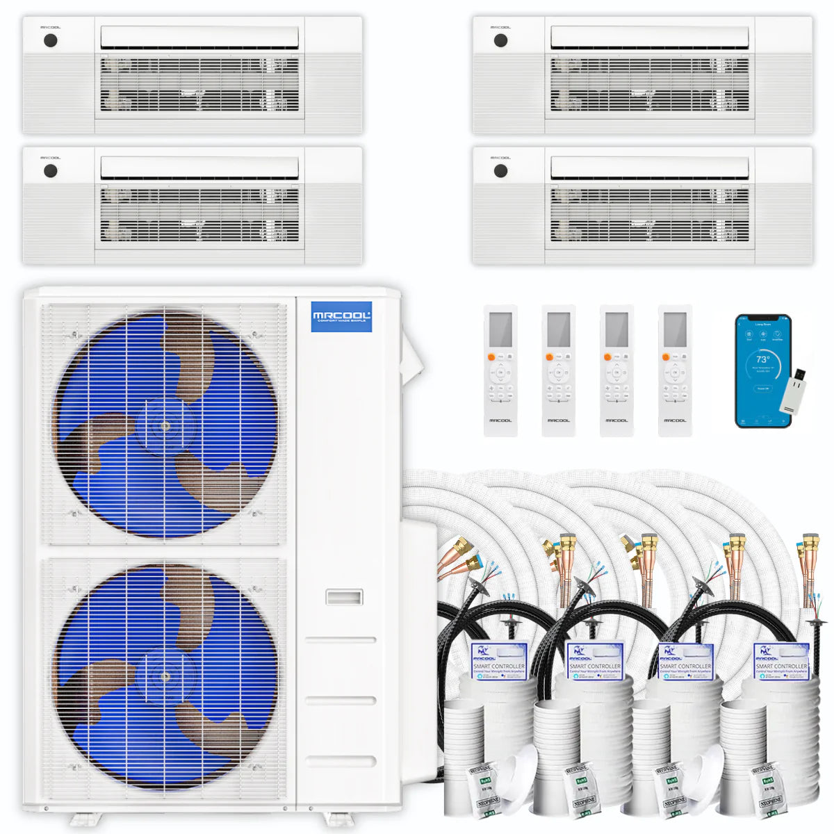 48,000 BTU 4 Zone Ceiling Cassette Ductless Air Conditioner and Heat Pump S94158