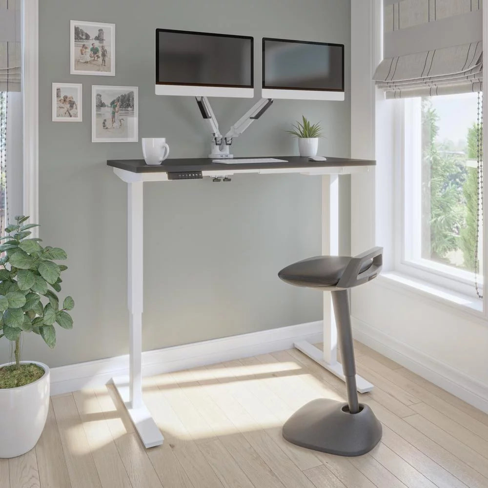 Black Electric Standing Desk with Monitor Arms B7167