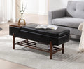 Black Leather Storage Bench with Shoe Rack X958