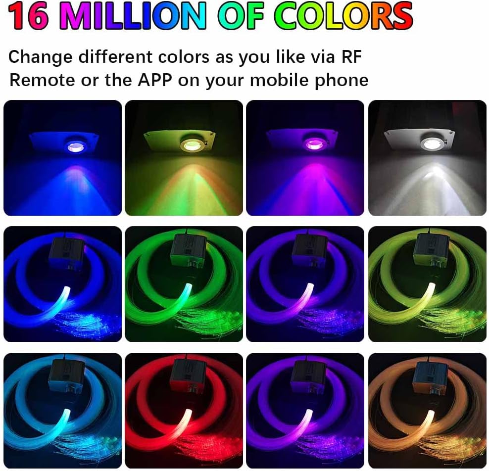 Bluetooth RGBW LED Fiber Optic Star Ceiling Light 360pcs 9.8ft I322926