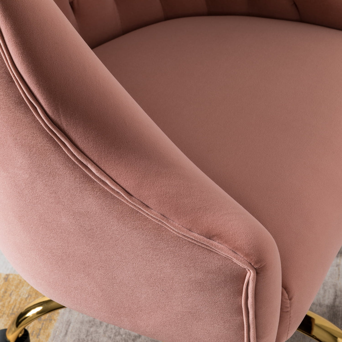 Pink Velvet Fabric Swivel Rolling Task Chair J761215
