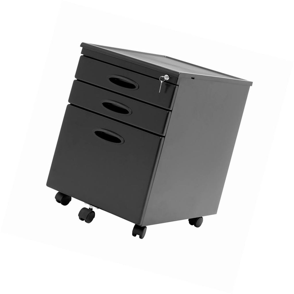 3-Drawer Mobile File Cabinet, Black S9668