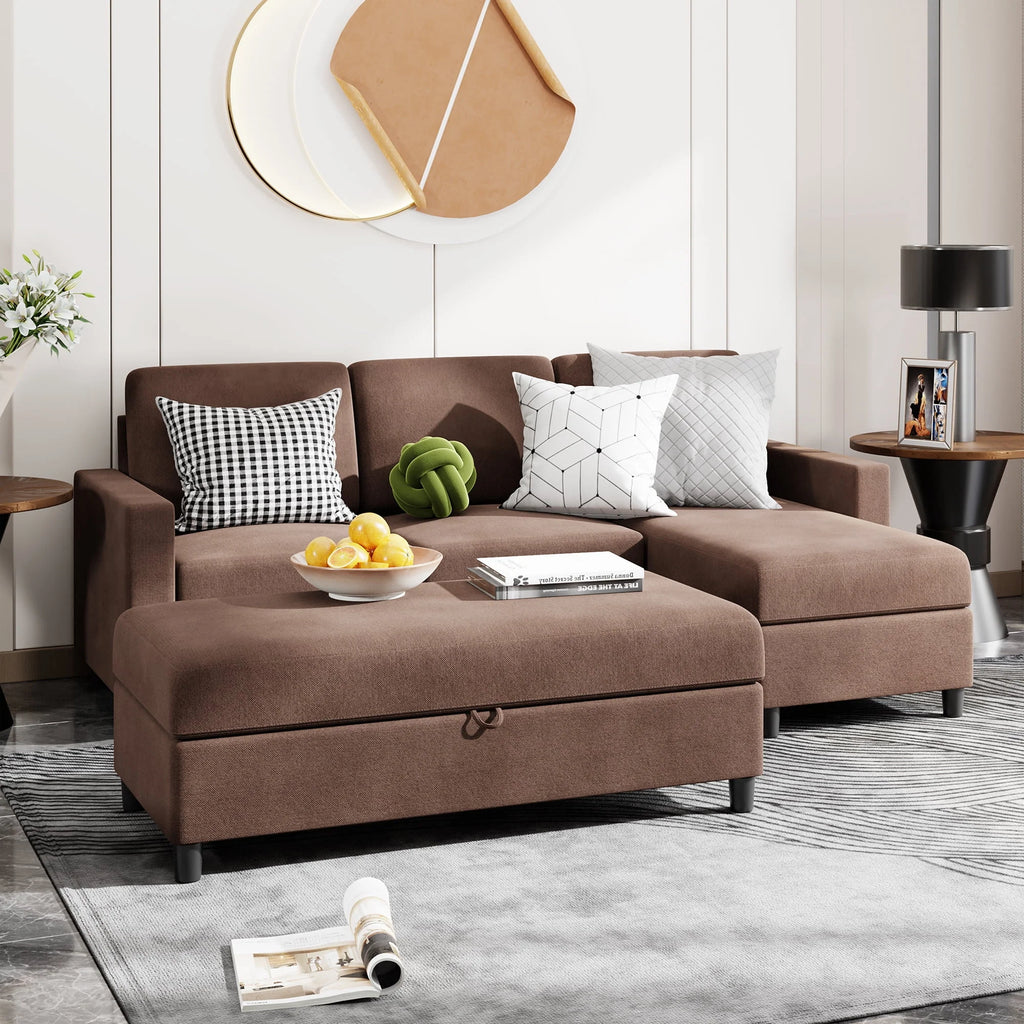 L-Shaped Sofa with Linen Fabric U487