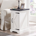 White Farmhouse Wood Nightstand with Charging Station Q95591