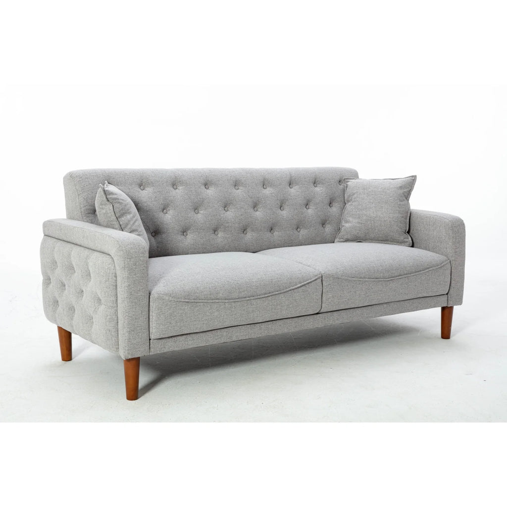 Grey Linen Tufted Sofa Bed H41207