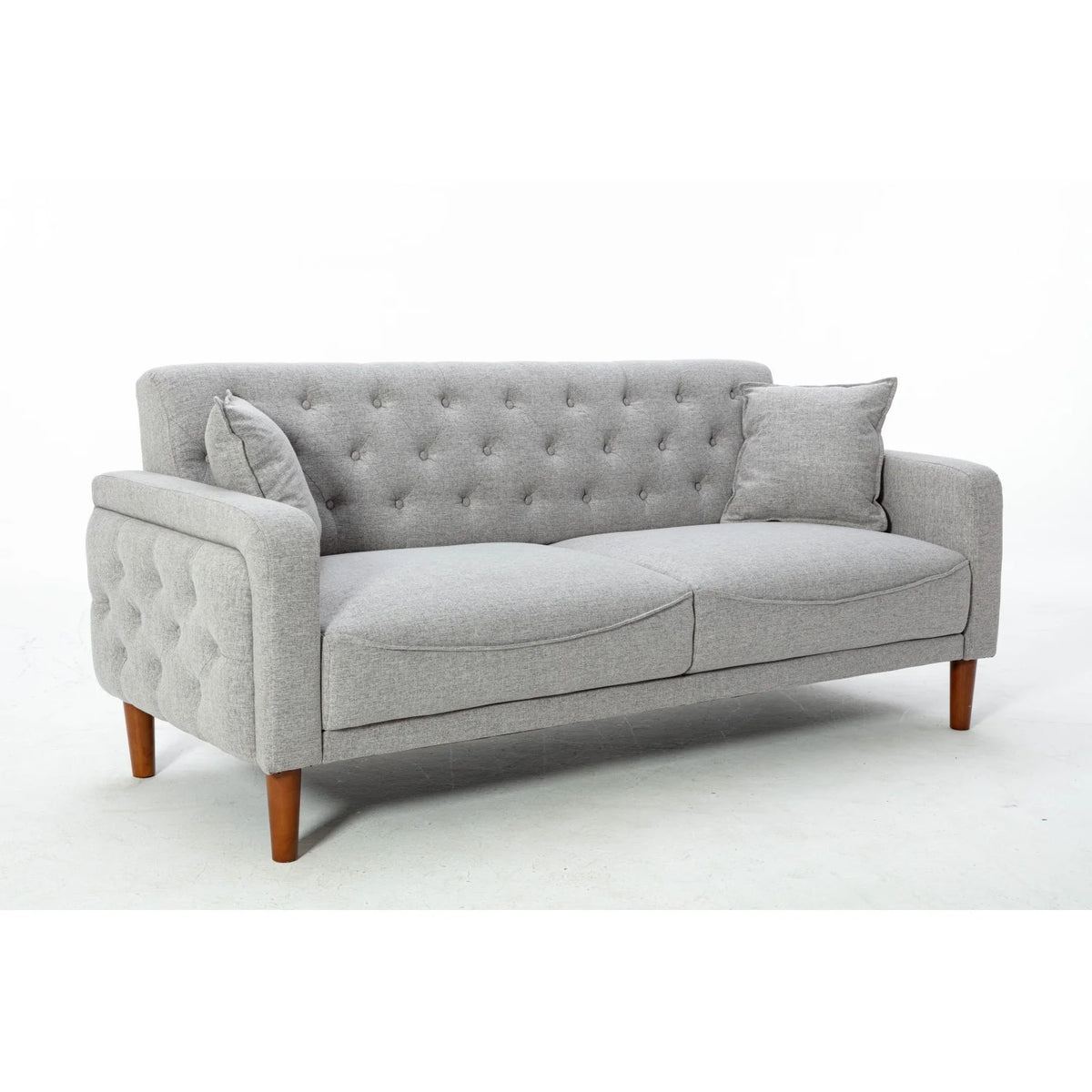 Grey Linen Tufted Sofa Bed H41207
