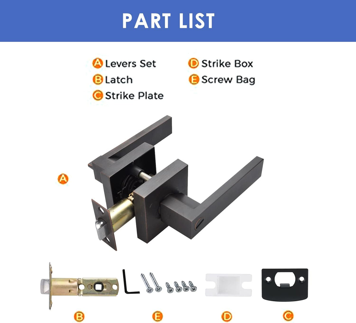 Brushed Bronze Zinc Alloy Door Lever Lock A3499