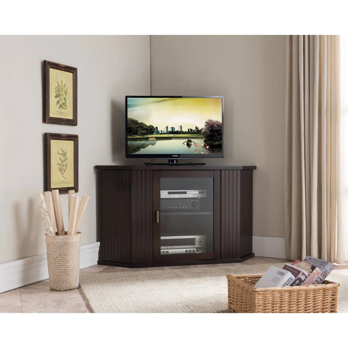 47 in. Wood Corner TV Entertainment Center D21445