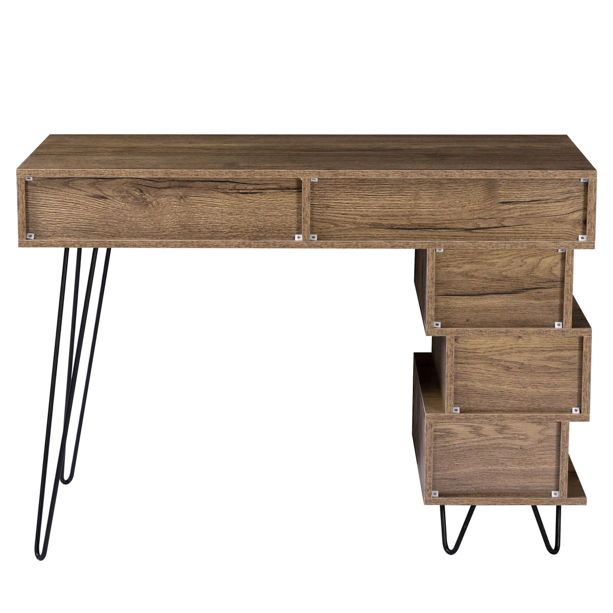 Brown Writing Study Desk with Lattice and V-Shaped Iron Leg Y43997