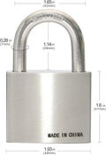 304 Stainless Steel Keyed Alike Padlocks, Pin Tumbler, 2 inch Wide Body, Pack of 4 P575