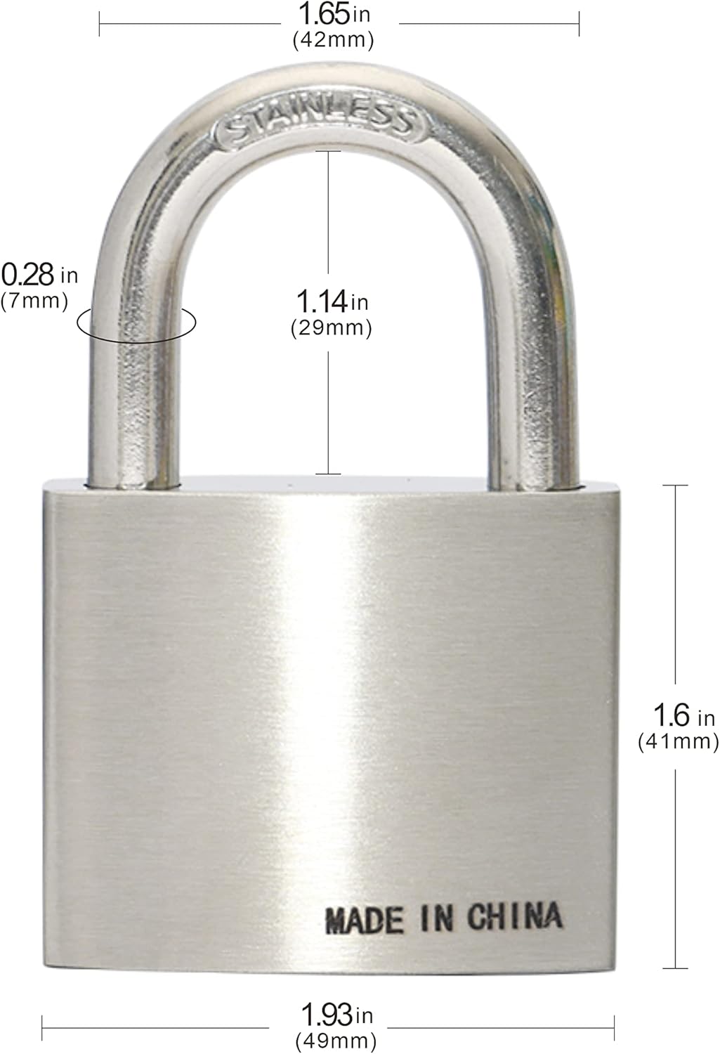 304 Stainless Steel Keyed Alike Padlocks, Pin Tumbler, 2 inch Wide Body, Pack of 4 P575