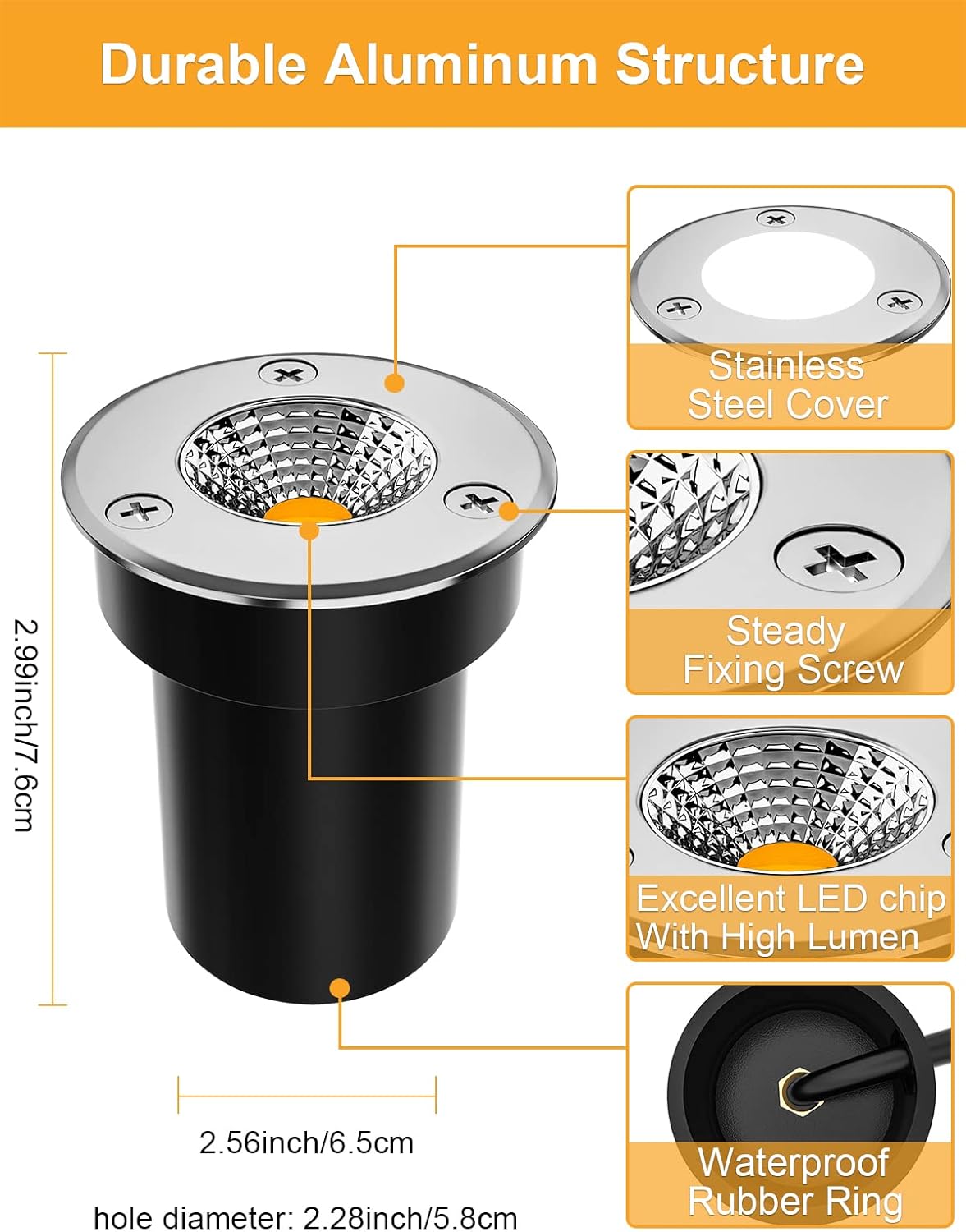 8 Pack 3W LED Warm White Well Lights R349