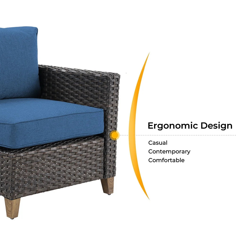 Peacock Blue Patio Wicker Left Arm Sofa Q12584