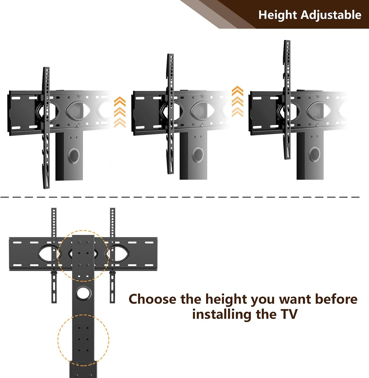 Black Swivel TV Stand with Adjustable Shelf P45031