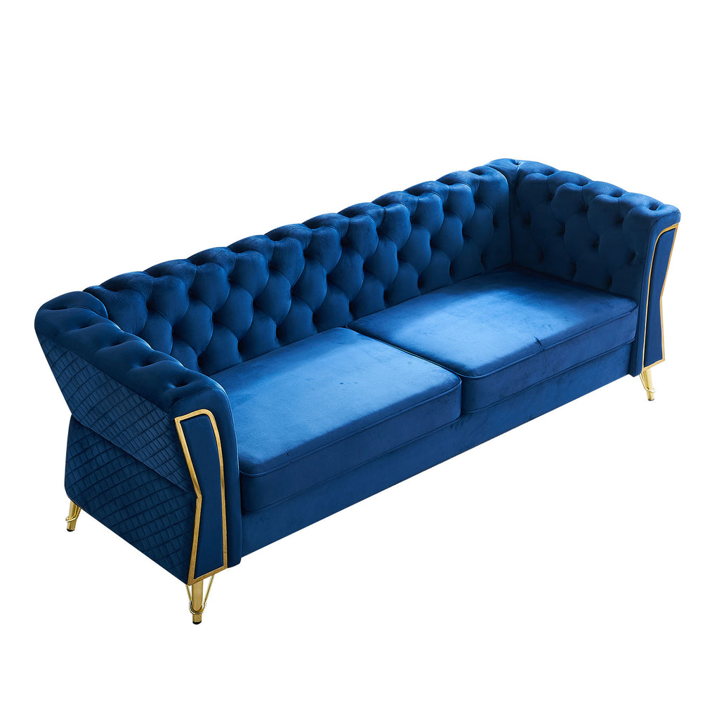 Blue Velvet Sofa 87.4 inch N21685