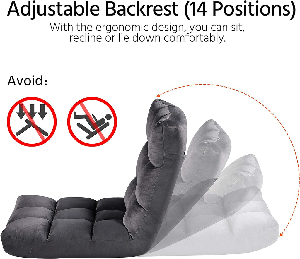 Gray 2 PCS Padded Folding Floor Chair with Backrest Z49629