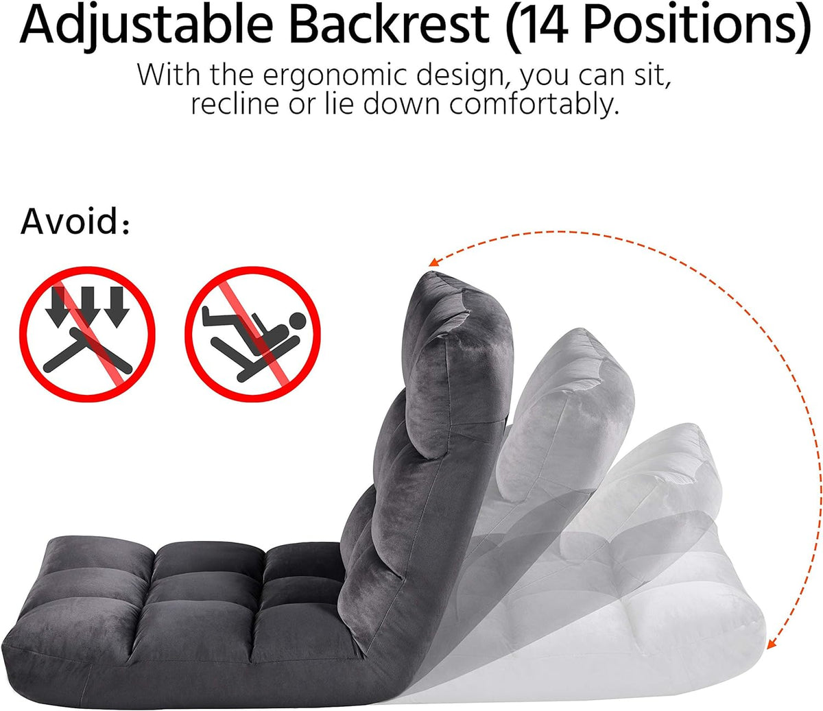 Gray 2 PCS Padded Folding Floor Chair with Backrest Z49629