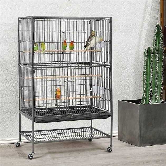 Large Bird Rolling Cage & Storage Shelf Q539163