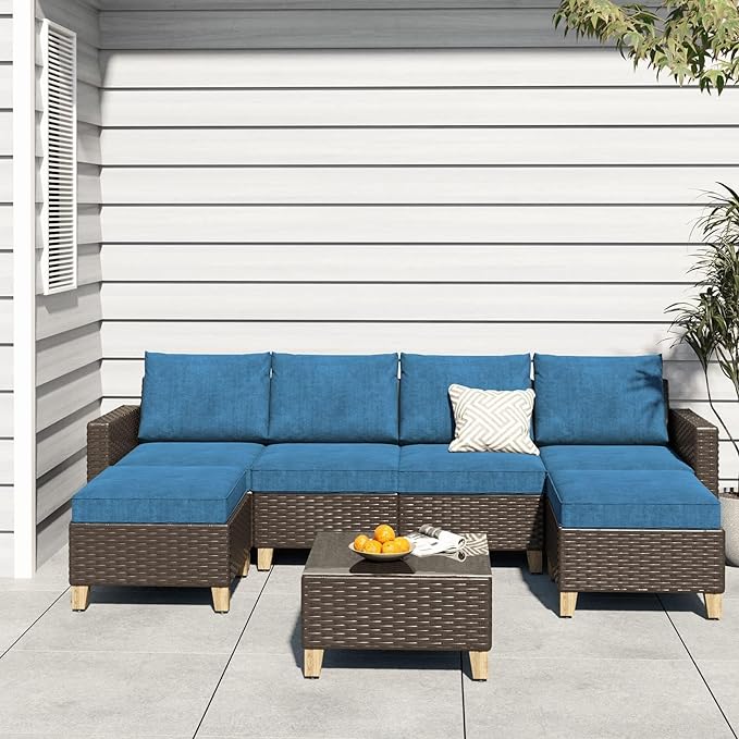 Peacock Blue Patio Wicker Left Arm Sofa Q12584
