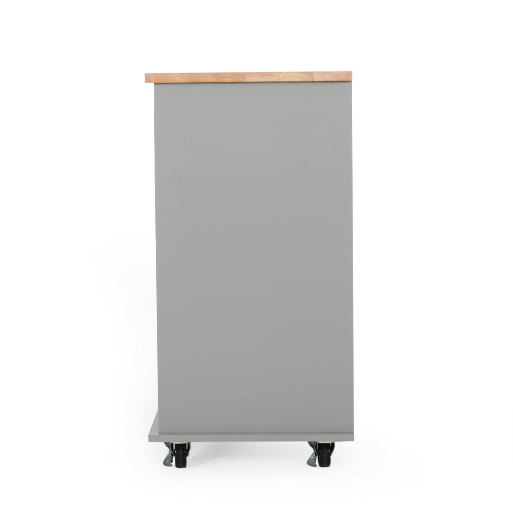 Natural + Black Kitchen Cart with Wheels H543