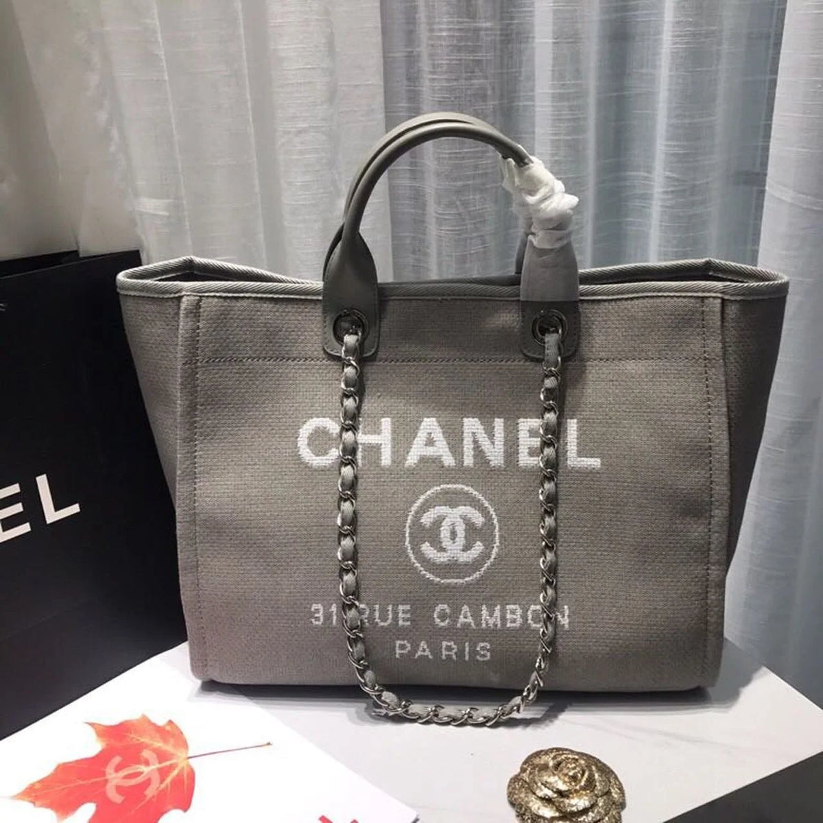 Tweed Canvas Tote Bag V675
