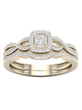 3/8Ct Diamond 10k Yellow Gold Halo Bridal Set F765
