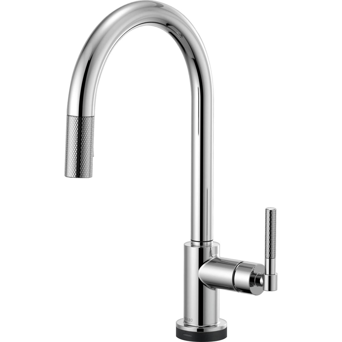 Chrome Pull-Down Faucet with Arc Spout and Knurled Handle I643