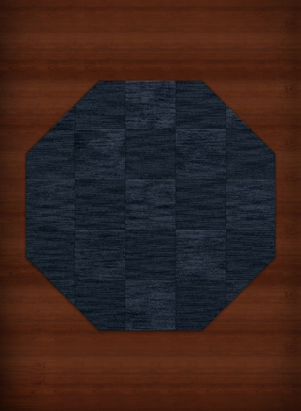 Navy Checkered Boxes Area Rug 8' x 8' Octagon R99207