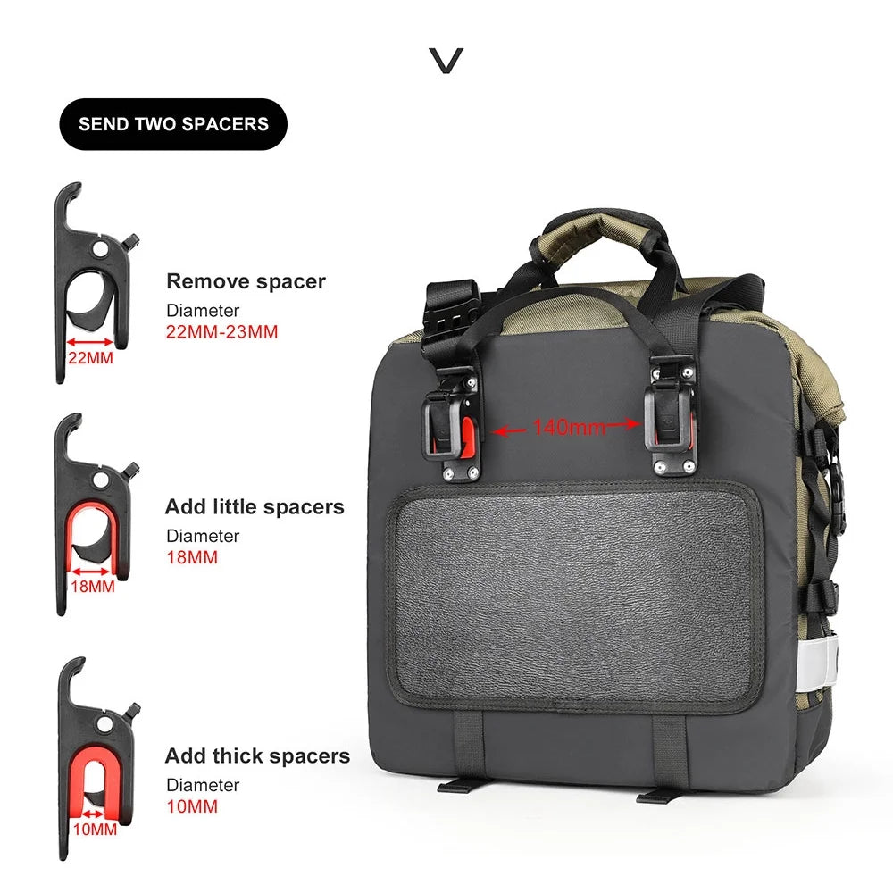 Polyester Motorcycle Side Saddle Bag 20L with Removable Waterproof Inner Bag P3692