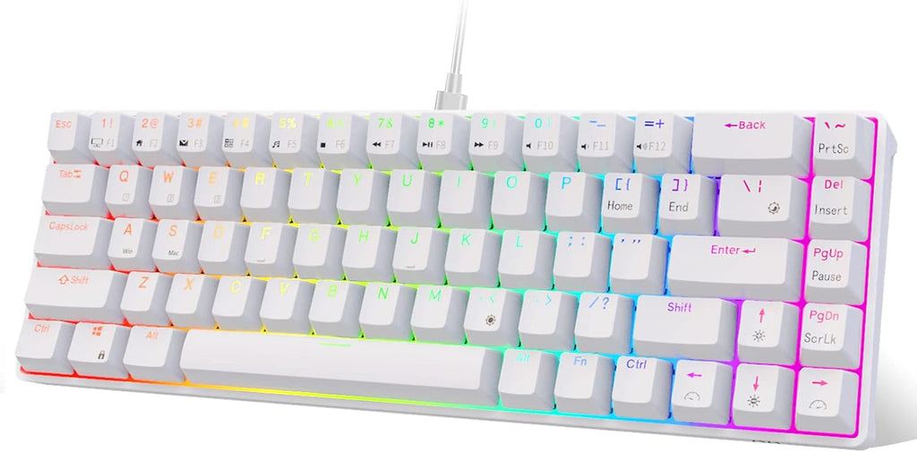 Wired 65% Mechanical Keyboard, RGB Backlit, 68 Keys, Hot Swappable, Brown Switch F1766