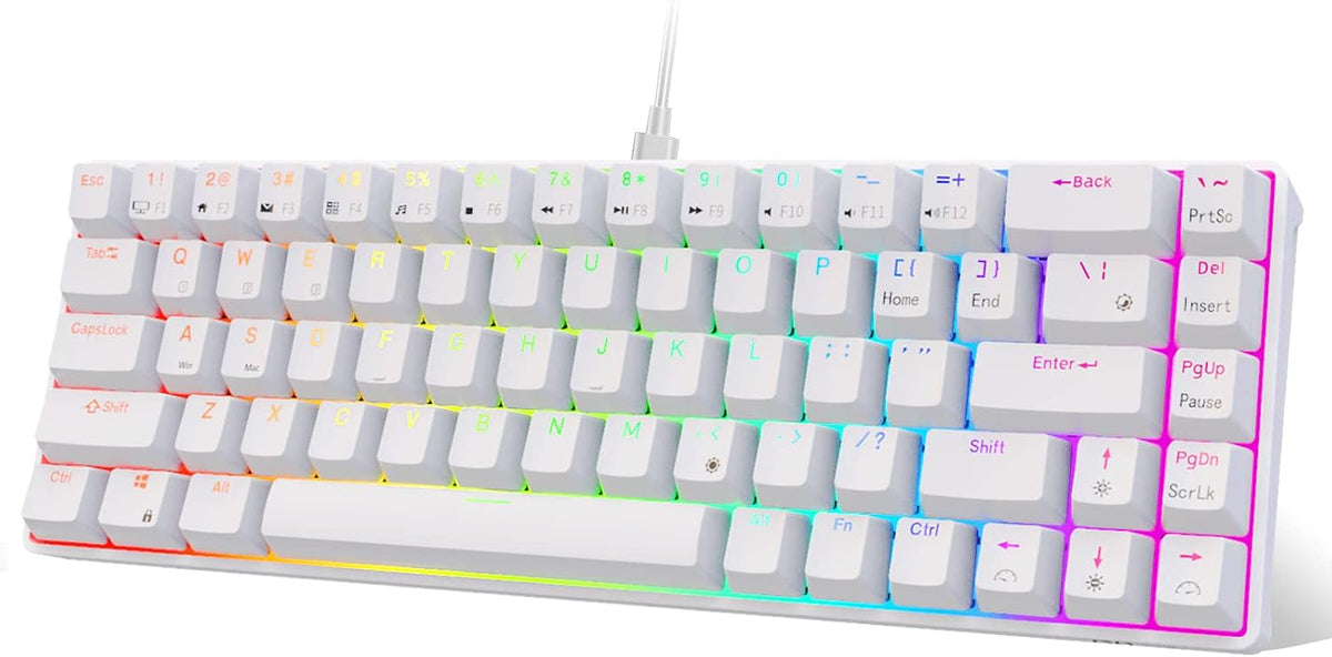 Wired 65% Mechanical Keyboard, RGB Backlit, 68 Keys, Hot Swappable, Brown Switch F1766