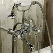 Polished Chrome Tub Wall-Mounted Faucet with Hand Shower O33018