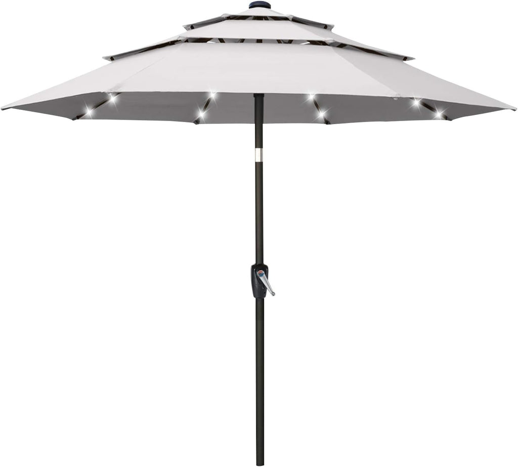11FT Solar 3 Tiers Market Umbrella with 32 LED J3533