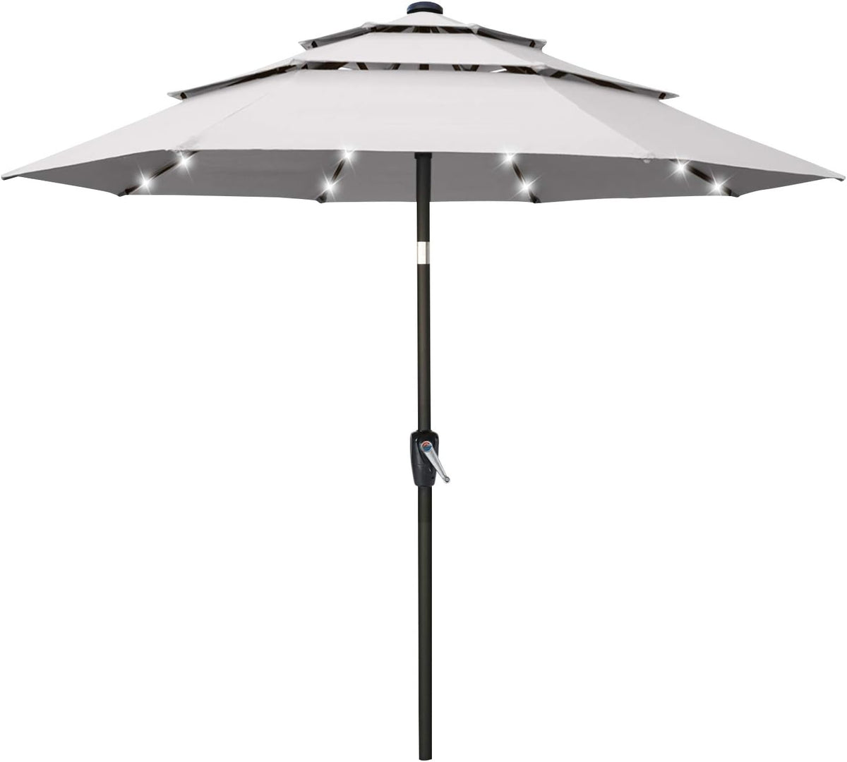 11FT Solar 3 Tiers Market Umbrella with 32 LED J3533