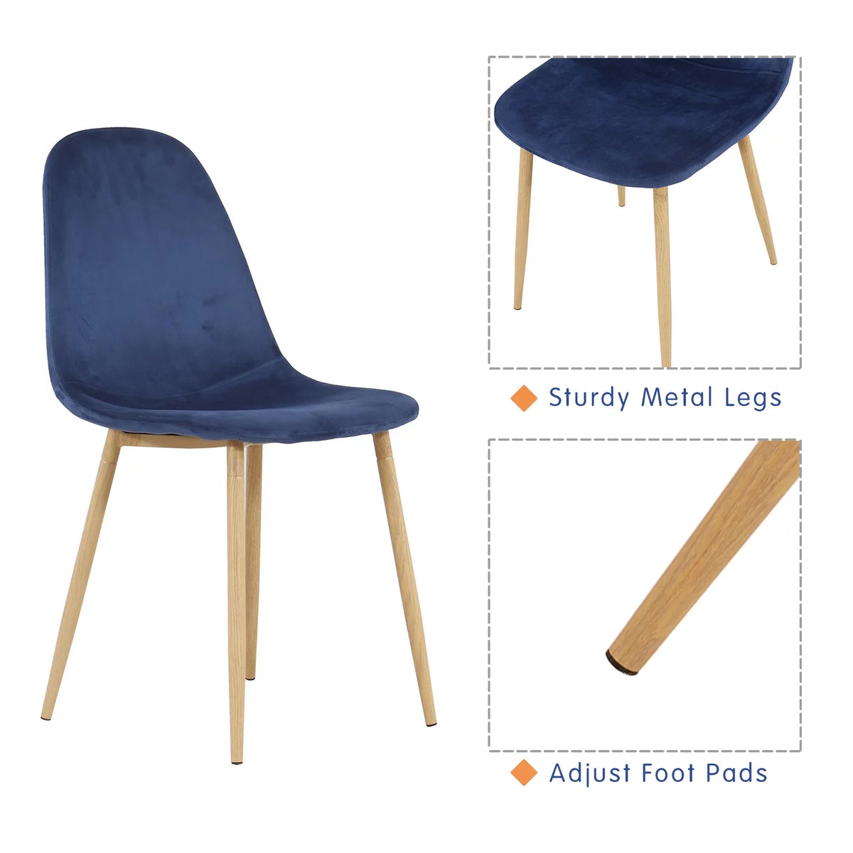 Velvet Upholstered Dining Chairs Set of 4 Q7839