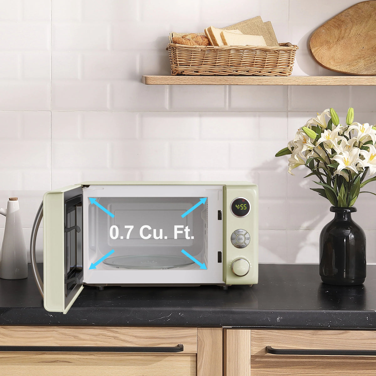 0.7 Cu ft 700 Watts Blue Retro Countertop Microwave Oven M12869