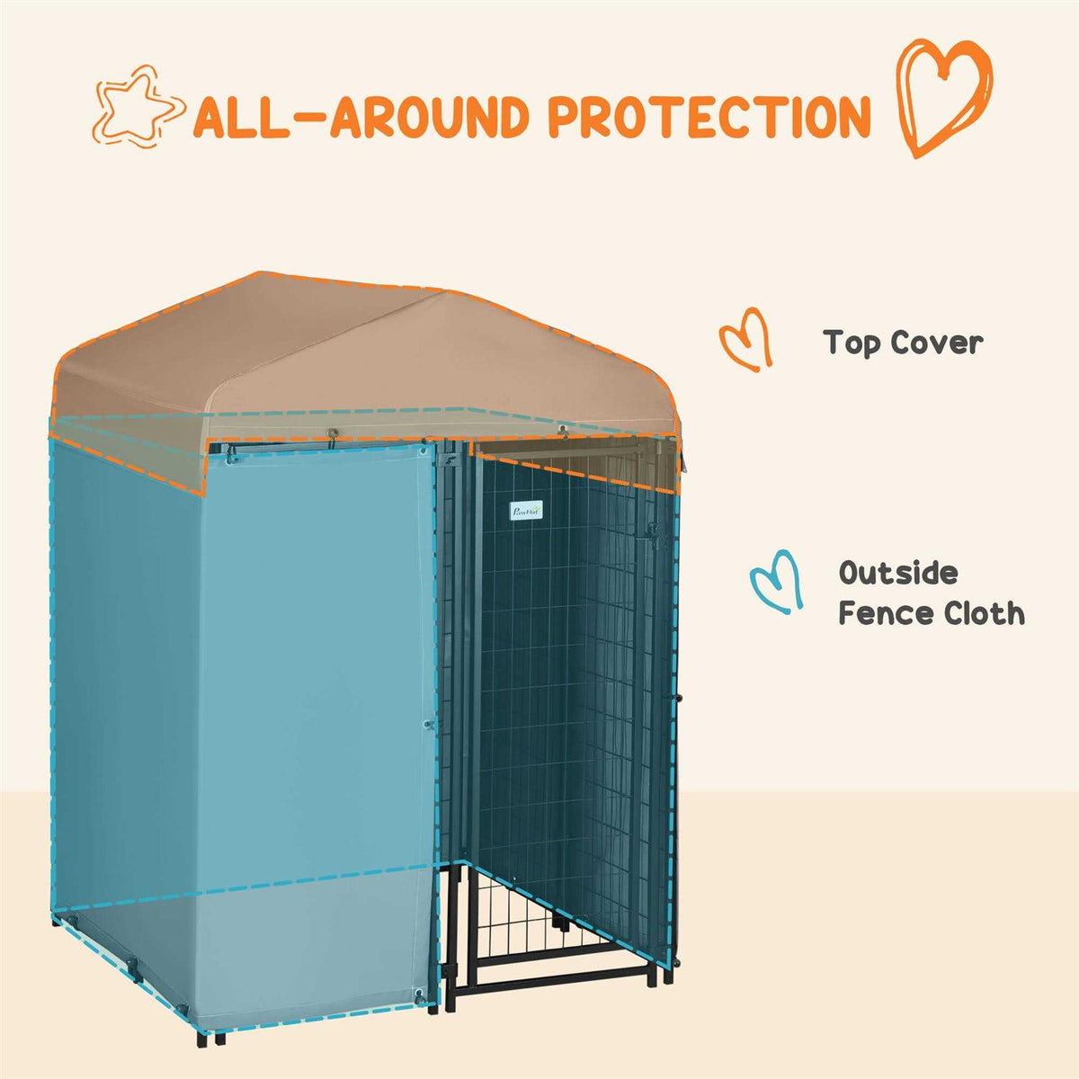 4 x 4 x 6 ft. Outdoor Dog Kennel with Waterproof Canopy T550