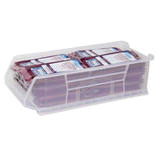 Grey Plastic Stacking Storage, Case of 4 O7285