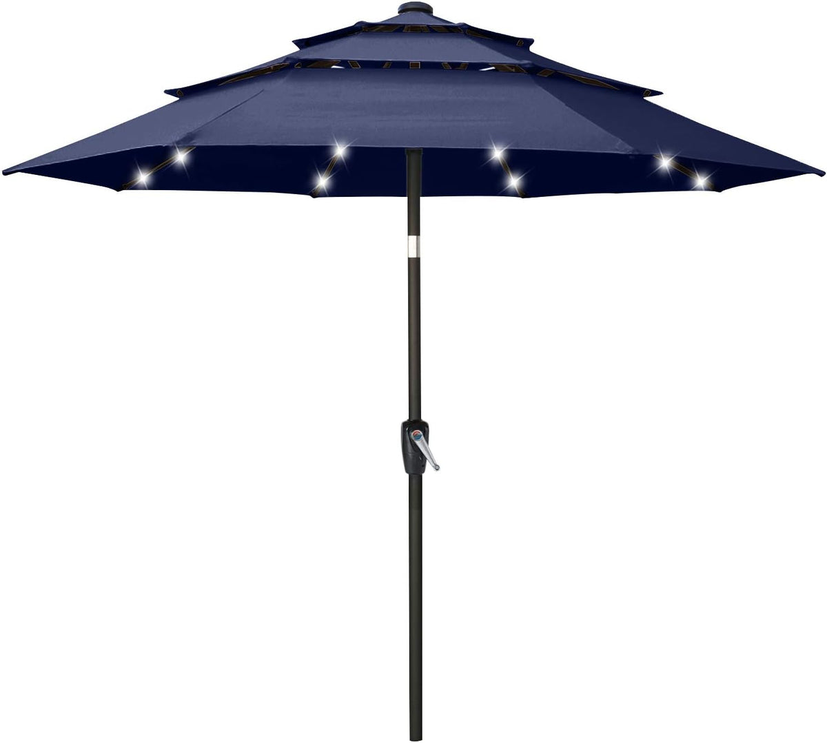 11FT Solar 3 Tiers Market Umbrella with 32 LED J3533