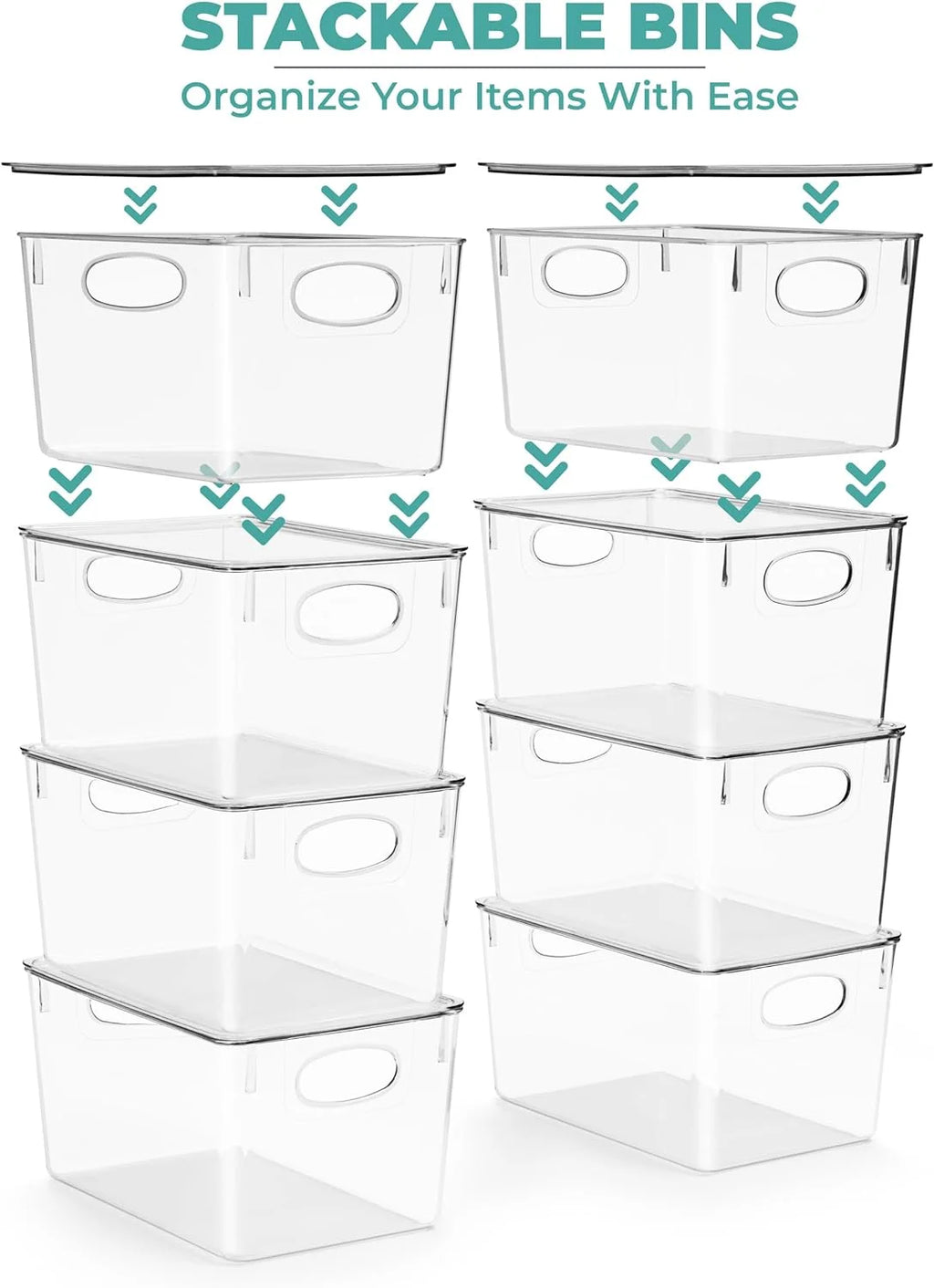 Set of 4 Clear Plastic Storage Bins with Lids X3359