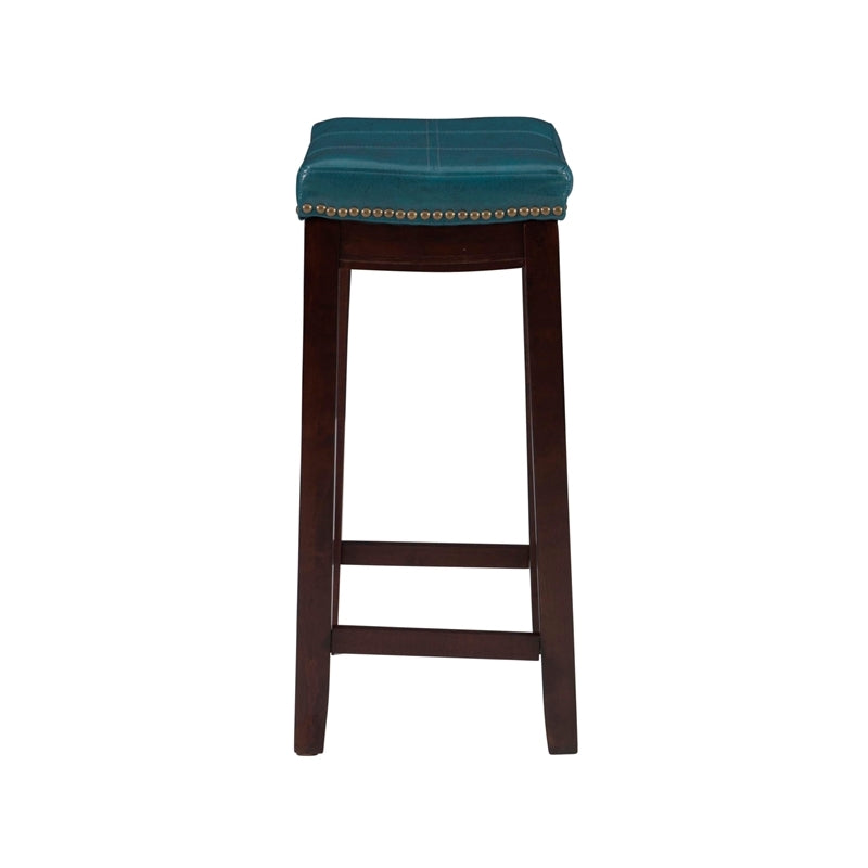 Blue Wood Faux Leather Counter Stool B4330