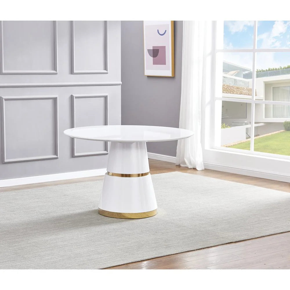White Gold Round Wood Dining Table Z654516