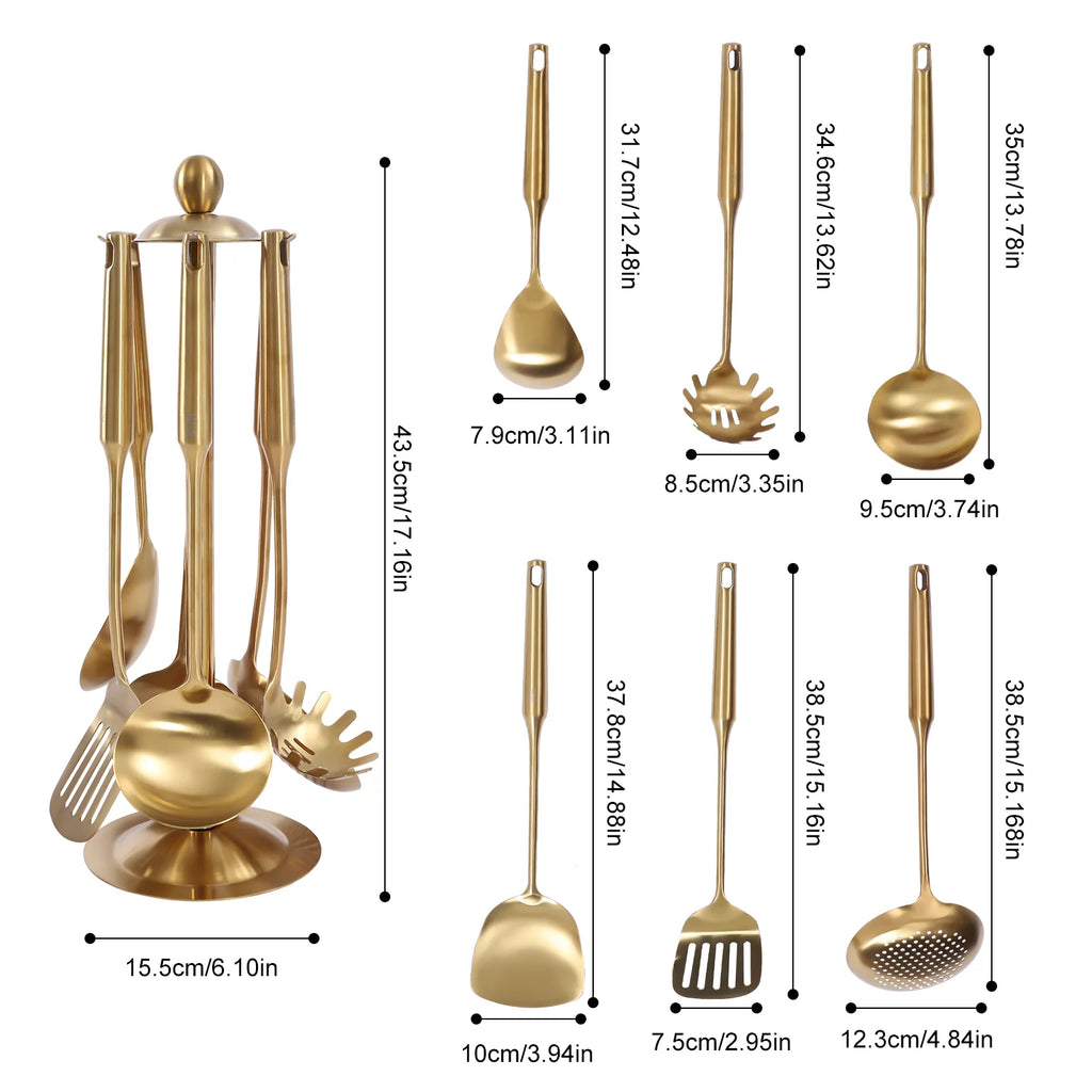 7 Pcs Stainless Steel Cookware Set with Utensil Stand G63727