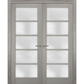 Solid French Double Doors 36 x 96 inches Frosted Glass Wood B296