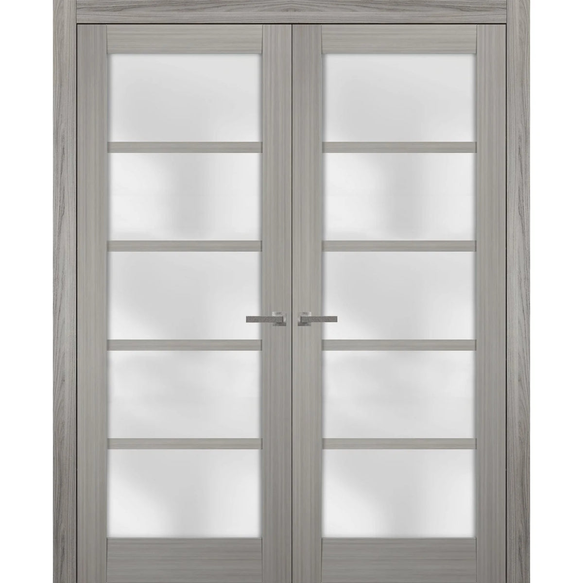 Solid French Double Doors 36 x 96 inches Frosted Glass Wood B296