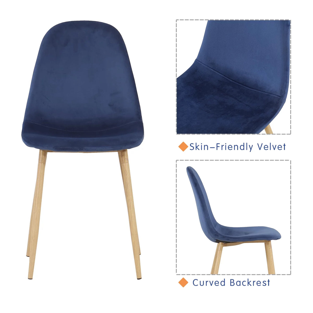 Velvet Upholstered Dining Chairs Set of 4 Q7839