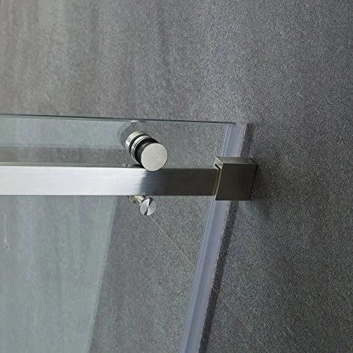 60-Inch Frameless Shower Door with Clear Glass and Stainless Steel M28137