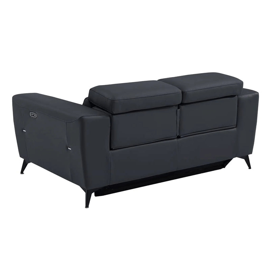 Dark Gray Italian Leather Power Recliner Loveseat T5741